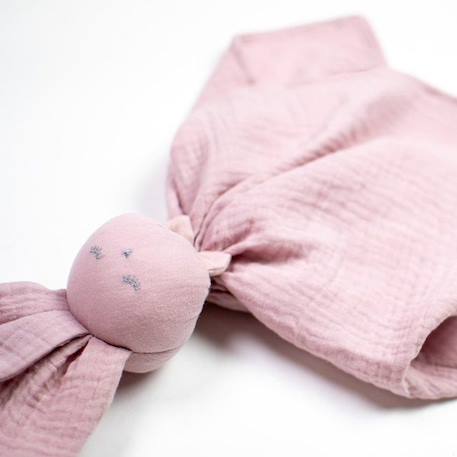 Doudou plat Lapin personnalisable Jeanne - Rose - Sevira Kids - Bébé - 50x50 cm ROSE 3 - vertbaudet enfant 