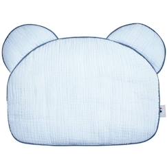 Chambre et rangement-Literie-Oreiller bébé plat ourson en gaze de coton - SEVIRA KIDS - Jeanne Bleu TU - Nomade - 27x35 cm