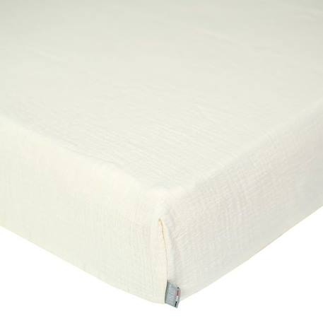 Drap housse uni en gaze de coton BLANC 1 - vertbaudet enfant 