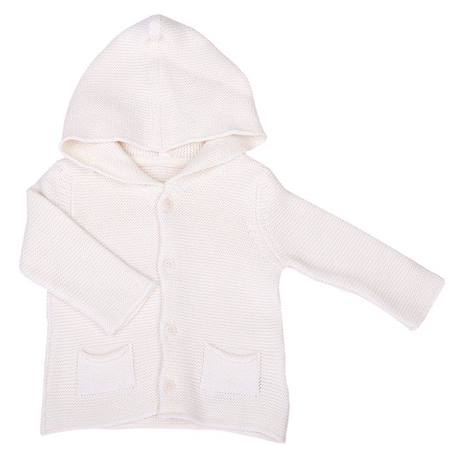 Cardigan bébé en tricot de coton bio BEIGE+BLEU 1 - vertbaudet enfant 