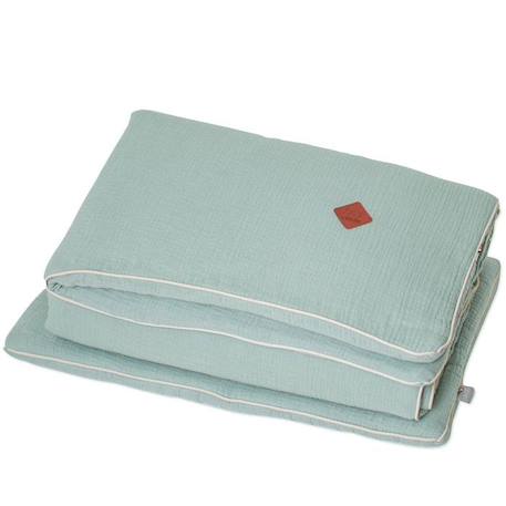 Couette en gaze de coton - SEVIRA KIDS - Jeanne - Vert de gris - 140x100 cm - Oreiller 60x40 cm VERT 1 - vertbaudet enfant 