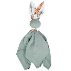 Jouet-Doudou plat Lapin personnalisable Safari - SEVIRA KIDS - Vert - 50 x 50 cm