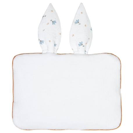 Oreiller extra plat lapin Bleuet - SEVIRA KIDS - Pour bébé - 25 cm x 35 cm - Blanc et bleu BLANC 2 - vertbaudet enfant 