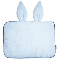 Chambre et rangement-Oreiller plat lapin en gaze de coton - SEVIRA KIDS - Jeanne Bleu TU - Nomade - Confortable - Design original