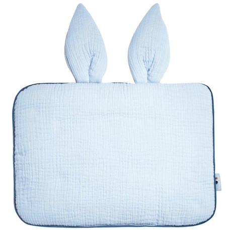 Oreiller plat lapin en gaze de coton - SEVIRA KIDS - Jeanne Bleu TU - Nomade - Confortable - Design original BLEU 1 - vertbaudet enfant 