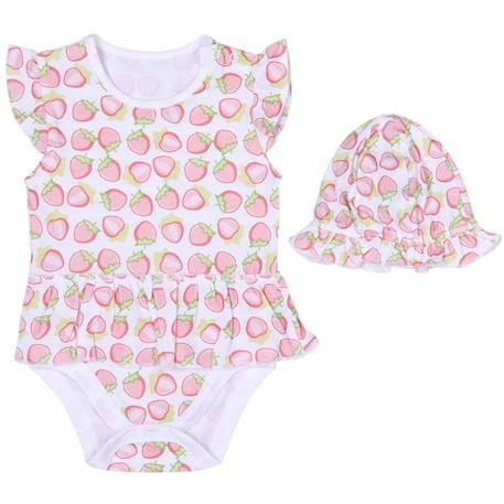 Body robe et chapeau en coton bio, Fraise ROSE 1 - vertbaudet enfant 