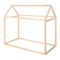 Chambre et rangement-Lit Cabane 70 x 140 cm pour Enfants ROBA - Bambou Certifié FSC - Lit Montessori au Sol pour Garçon et Fille - Finition Naturelle