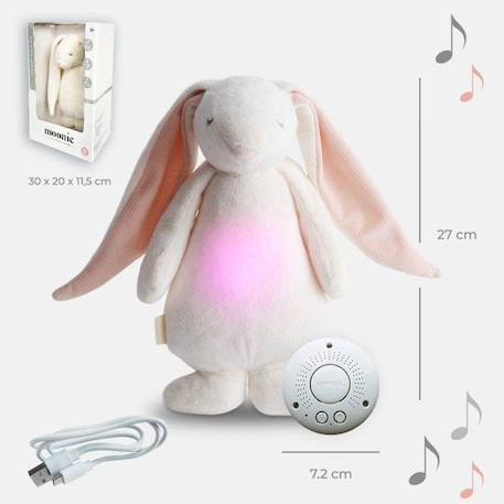 Veilleuse - SEVIRA KIDS - Moonie - peluche musicale et lumière douce - écru/Rose BEIGE 3 - vertbaudet enfant 