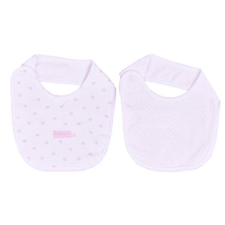 Lot de 2 bavoirs naissance en coton biologique - Dreams - Rose - coeurs ROSE 1 - vertbaudet enfant 