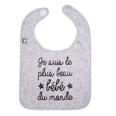 Bavoir bébé personnalisé - Je suis le plus beau bébé du monde GRIS 1 - vertbaudet enfant 