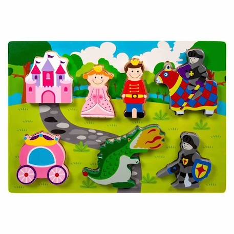 Puzzle en bois junior Princesse Tooky Toy - 7 pièces - Multicolore BLANC 2 - vertbaudet enfant 