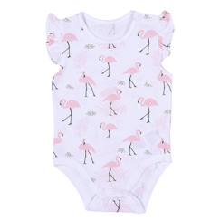 -Body bébé sans manches en coton bio, Flamants roses