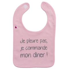 Puériculture-Bavoir bébé personnalisé - Je pleure pas - je commande mon dîner - Rose