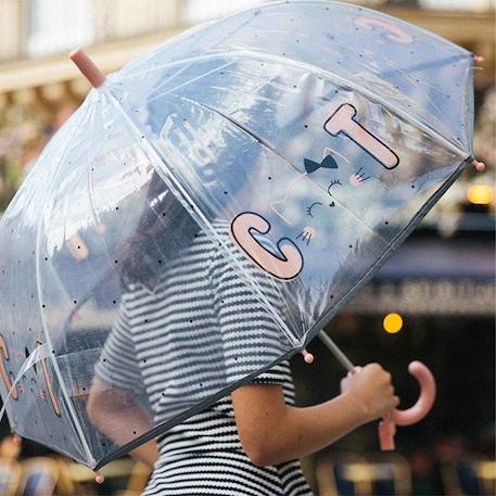 Parapluie enfant transparent à pois Chat SMATI - Longueur 67 cm, Diamètre 71 cm VERT 2 - vertbaudet enfant 