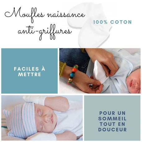 Pack cadeau naissance avec moufles anti-griffures BLANC 3 - vertbaudet enfant 