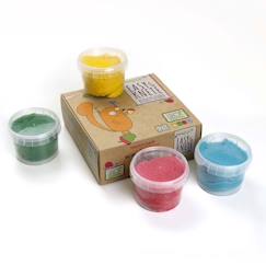 -Pâte à modeler naturelle et vegan bio - YUKI - Set de 4 pots - Couleurs variées