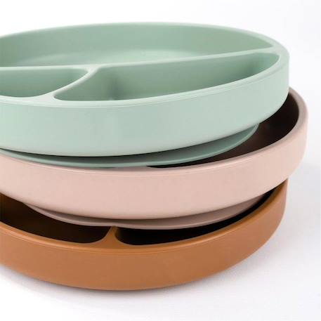 Assiette bébé à ventouse en silicone - SEVIRA KIDS - Terracotta - 3 compartiments - 100% silicone alimentaire ORANGE 2 - vertbaudet enfant 