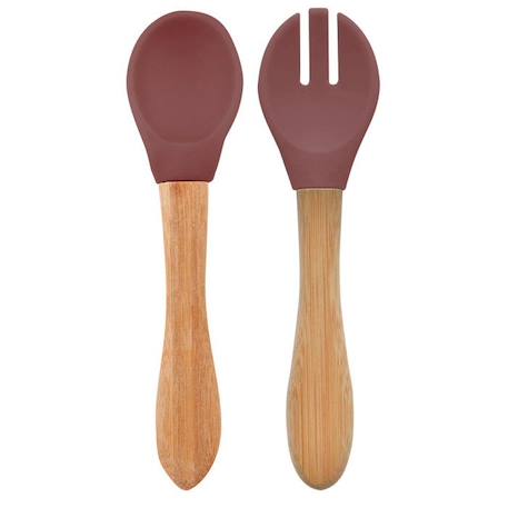 Set de couverts en bambou et silicone (lot de 2) - Terracotta ORANGE 1 - vertbaudet enfant 