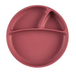 -Assiette bébé à ventouse en silicone - SEVIRA KIDS - Terracotta - 3 compartiments - 100% silicone alimentaire