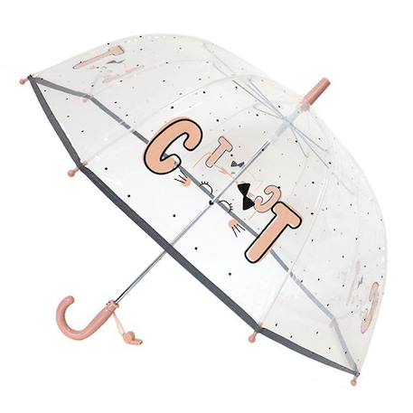 Parapluie enfant transparent à pois Chat SMATI - Longueur 67 cm, Diamètre 71 cm VERT 1 - vertbaudet enfant 