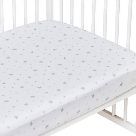 Drap-housse en coton - STELLA Blanc - 70x140 cm BLANC 1 - vertbaudet enfant 