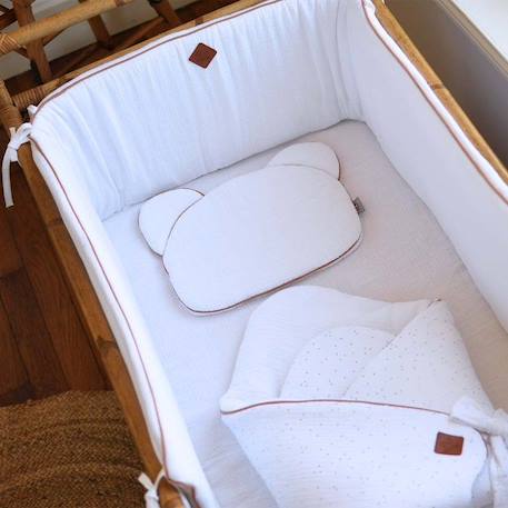 Oreiller bébé plat ourson en gaze de coton, Jeanne Beige TU BEIGE 4 - vertbaudet enfant 