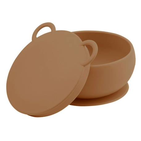 Bol bébé en silicone avec ventouse et couvercle - SEVIRA KIDS - Caramel - Anti-renversement - Sans BPA MARRON 1 - vertbaudet enfant 