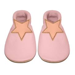 Chaussures-Chaussures bébé 17-26-Chaussons-Chaussons bébé en cuir souple - SEVIRA KIDS - ETOILE - Gris - Bébé - Matériaux écologiques