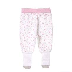 -Pantalon bébé à pieds en coton bio, GIRLY