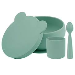 Coffret mes premiers repas - Bol Cuillère Gobelet - Vert amande  - vertbaudet enfant