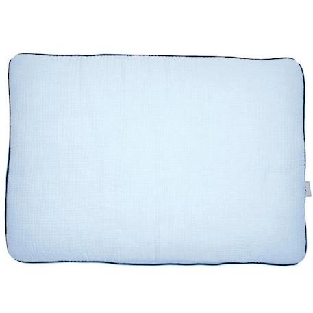 Oreiller plat en gaze de coton - SEVIRA KIDS - Jeanne Bleu 60 x 40 cm - Made in France - Hypoallergénique BLEU 1 - vertbaudet enfant 