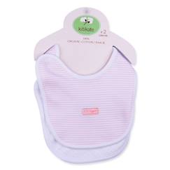 -Lot de 2 bavoirs naissance en coton biologique - SEVIRA KIDS - Dreams - Rose - fermeture silencieuse - GOTS