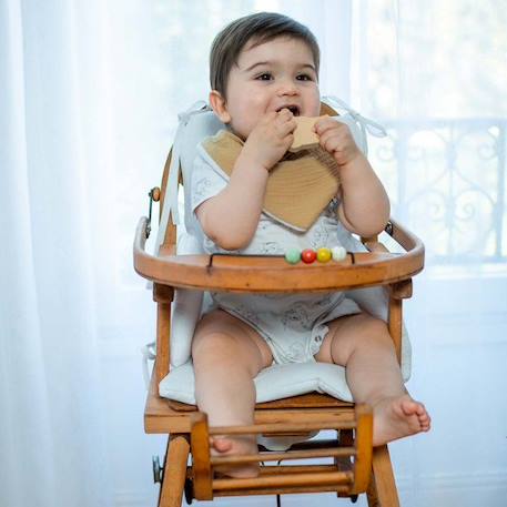 Bavoir bandana gaze de coton, Jeanne Blanc Dès la naissance BLANC 3 - vertbaudet enfant 