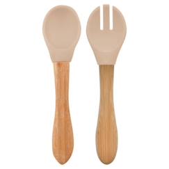 Puériculture-Set de couverts en bambou et silicone (lot de 2) - Nude