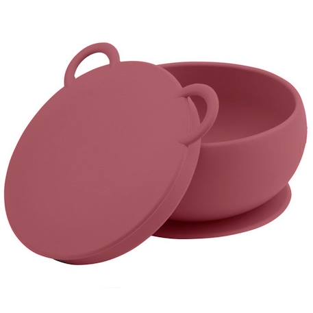 Bol bébé en silicone avec ventouse et couvercle - SEVIRA KIDS - Terracotta - Anti-renversement - Sans BPA ORANGE 1 - vertbaudet enfant 