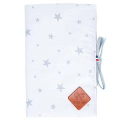 Puériculture-Sevira Kids - Protège carnet de santé bébé en coton Stella - Blanc - Ouvert : 24 x 34 cm  / Fermé : 17 x 32 cm