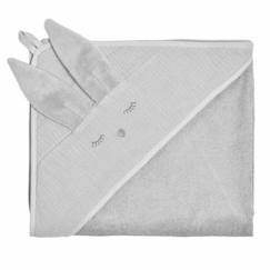 Linge de maison et décoration-Linge de bain-Cape de bain en bambou et gaze de coton - SEVIRA KIDS - Lapin Gris - Grande taille - Douceur et chaleur