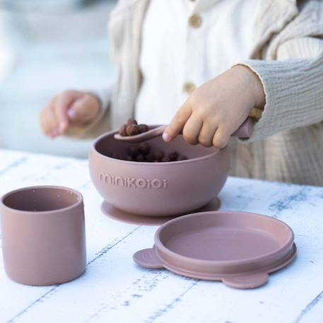 Set repas pour bébé - Nude - Bol Cuillère Gobelet - Silicone alimentaire - 15 cm x 2 cm - Mixte - 6 mois+ BEIGE 2 - vertbaudet enfant 