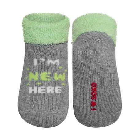 Soxo ot de 2 paires de chaussettes avec message de naissance multicolore BLANC 3 - vertbaudet enfant 