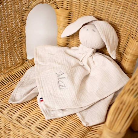 Doudou plat Lapin Jeanne - Beige - Sevira Kids - 50x50 cm BEIGE 4 - vertbaudet enfant 