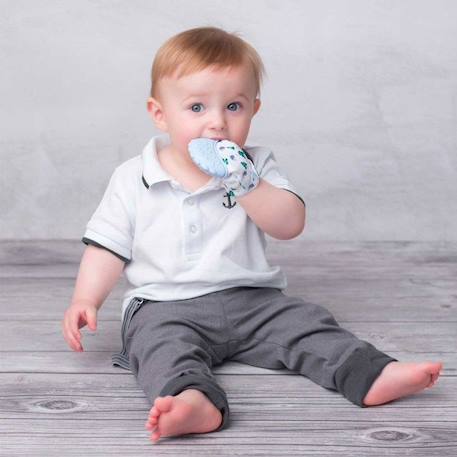 Moufle de dentition en silicone alimentaire - Hérisson - Bleu BLEU 2 - vertbaudet enfant 