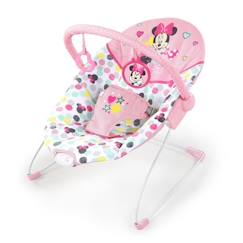 Puériculture-Transat, balancelle, trotteur-DISNEY BABY Transat Minnie Confettis, Vibrations, 2 Jouets, Harnais 3 point d'attache, Lavable en machine