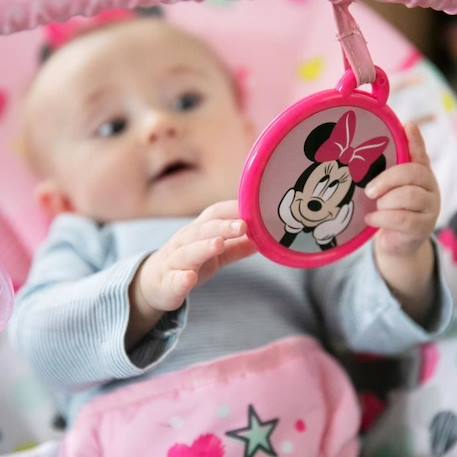 DISNEY BABY Transat Minnie Confettis, Vibrations, 2 Jouets, Harnais 3 point d'attache, Lavable en machine ROSE 4 - vertbaudet enfant 