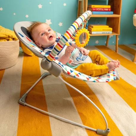 DISNEY BABY Transat Mickey Triangles Multicolores, Vibrations, 2 Jouets, Harnais 3 point d'attache, Lavable en machine BLANC 4 - vertbaudet enfant 