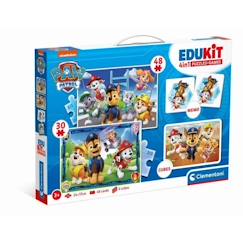 Jouet-Jeux éducatifs-Clementoni - Edukit - Pat'Patrouille - Coffret d'activités préscolaire 4 en 1 - Puzzles, Cubes et Mémo - Fabriqué en Italie