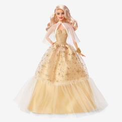 Jouet-Barbie®-Barbie Joyeux Noël 2023-Poupée robe dorée et cheveux blonds HJX04