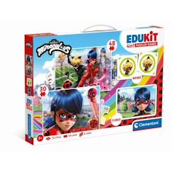 Jouet-Jeux éducatifs-Coffret d'activités préscolaires 4 en 1 Miraculous - Clementoni - 2 puzzles, 6 cubes et un mémo