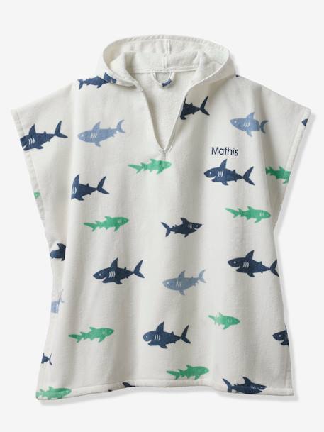 Poncho de bain enfant REQUINS personnalisable, avec coton recyclé blanc imprimé 4 - vertbaudet enfant 