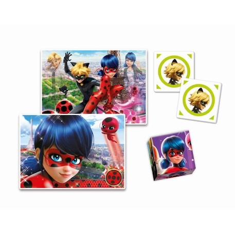 Coffret d'activités préscolaires 4 en 1 Miraculous - Clementoni - 2 puzzles, 6 cubes et un mémo BLANC 2 - vertbaudet enfant 