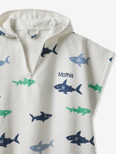 Poncho de bain enfant REQUINS personnalisable, avec coton recyclé blanc imprimé 6 - vertbaudet enfant 